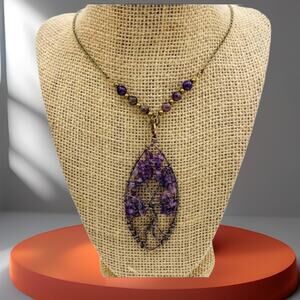Amethyst tree of‎ life pendant necklace.